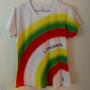 Audimas short sleeve white Lithuania tshirt L large